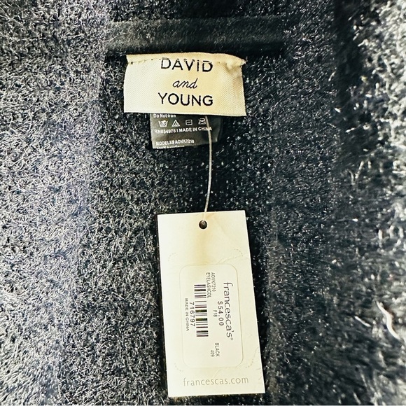 NWT David and Young Black Open Front Shawl Sleeveless Sweater Cardigan - Picture 6 of 6